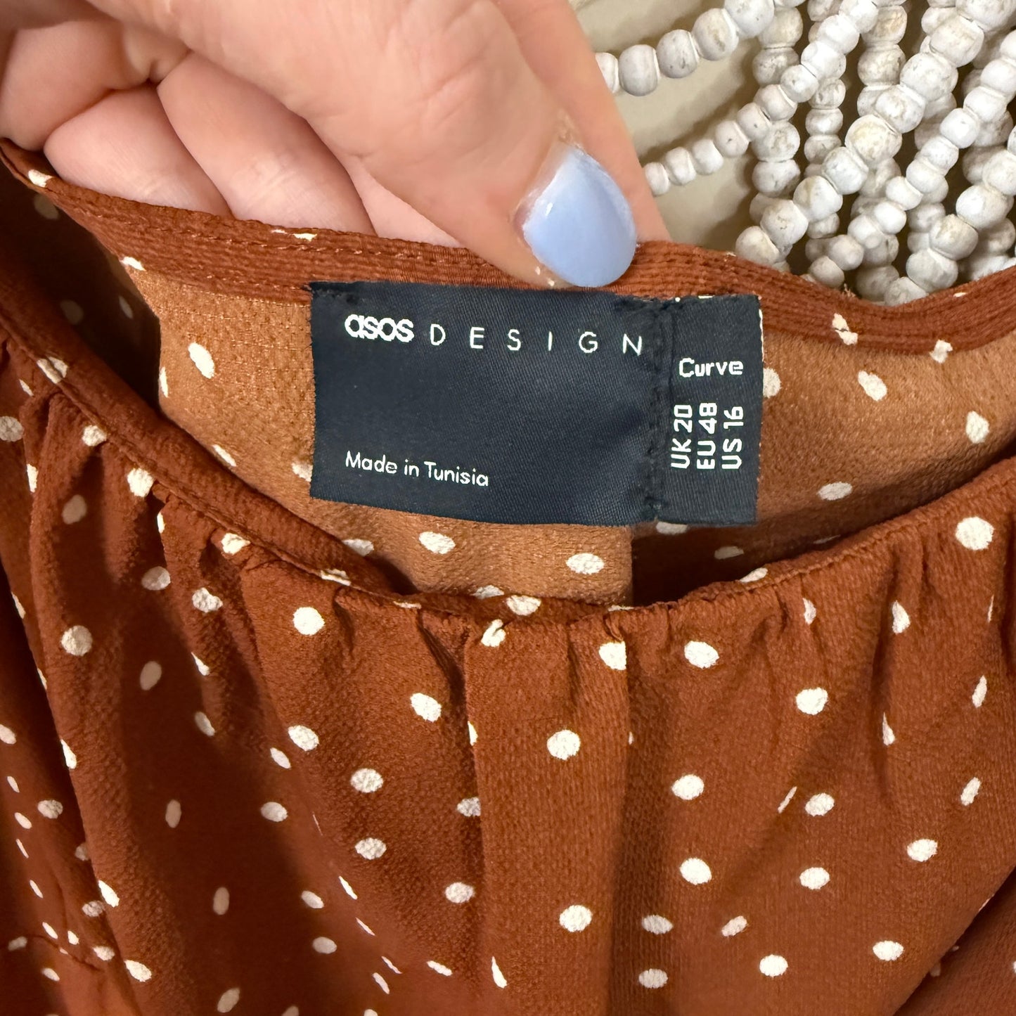 Asos Rust Orange Polka Dot Long Sleeve Maxi Dress 16