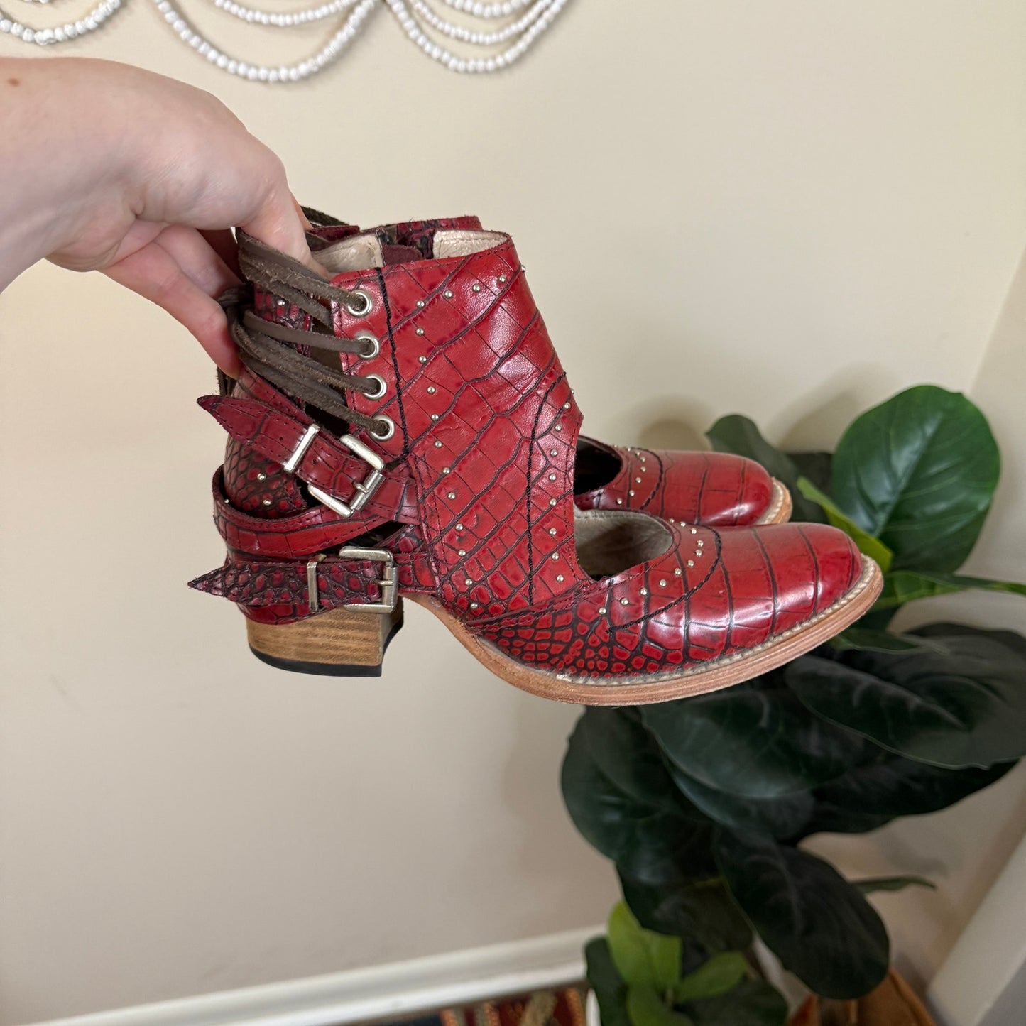 Freebird By Steven Red Leather Desert Bootie Size 7