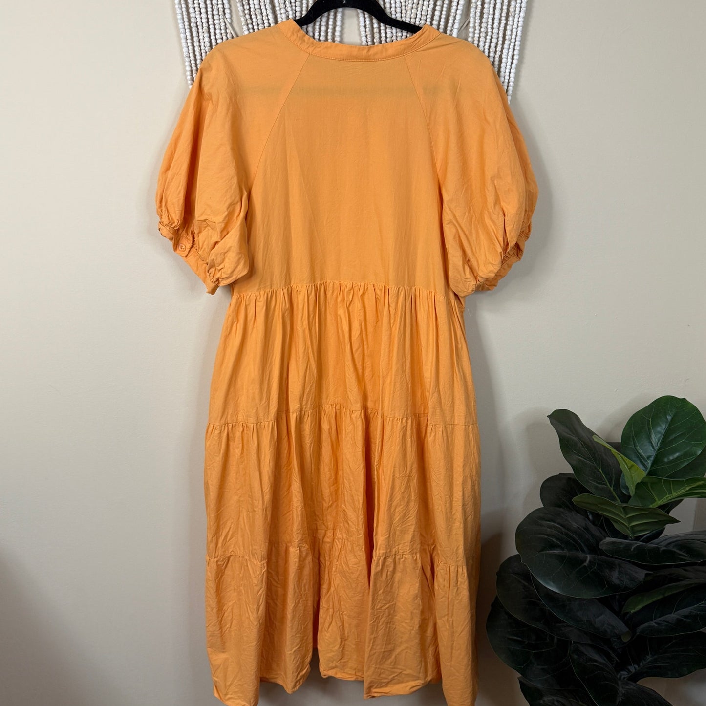 English Factory Orange Poplin Tiered Midi Dress 1X