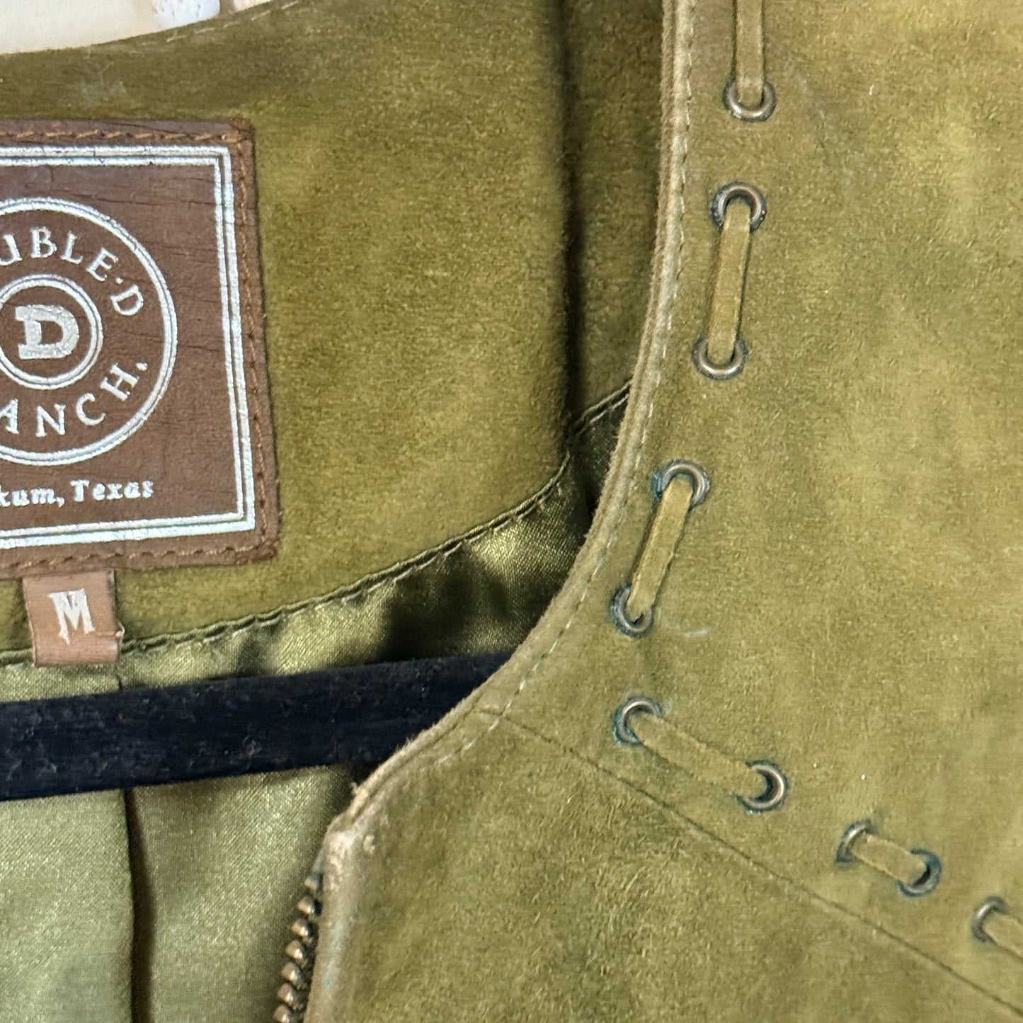 Double D Ranch Green Genuine Suede Floral Embroidered Jacket M