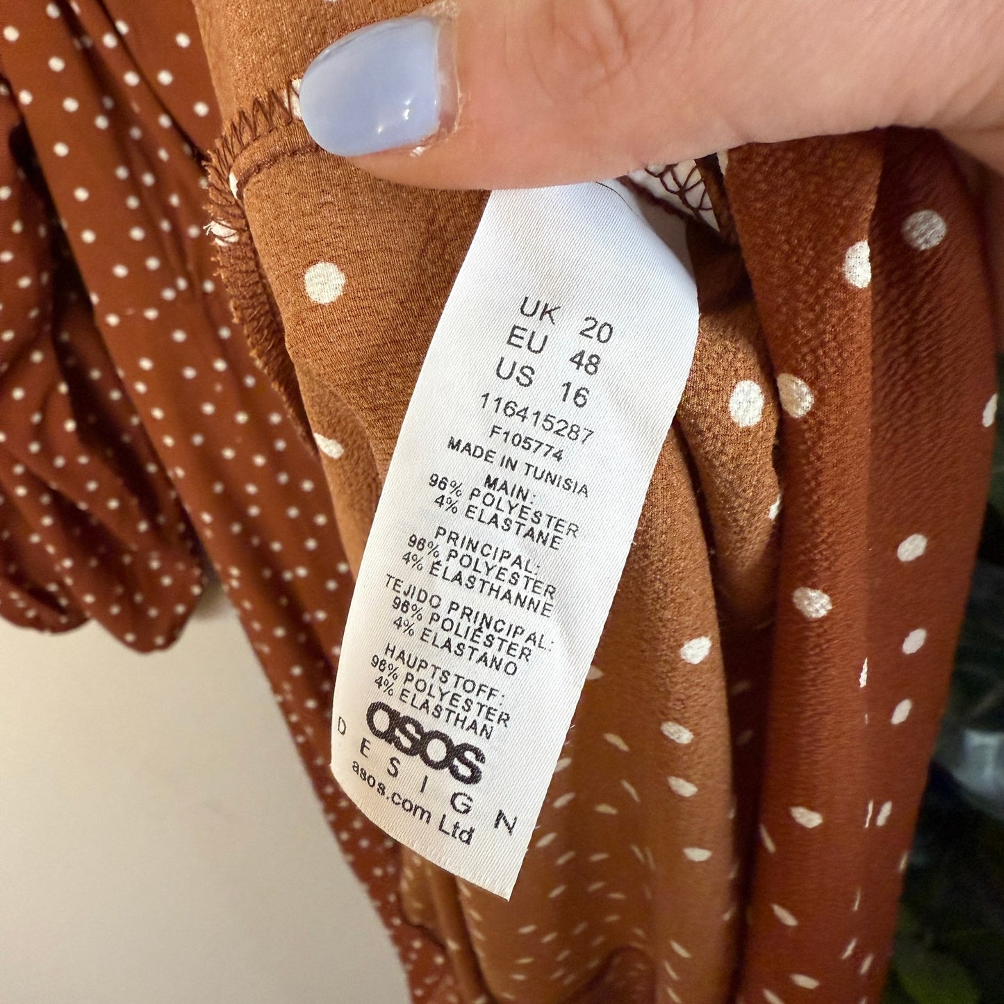 Asos Rust Orange Polka Dot Long Sleeve Maxi Dress 16
