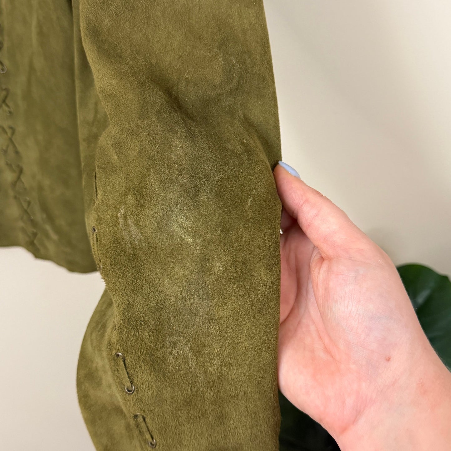 Double D Ranch Green Genuine Suede Floral Embroidered Jacket M