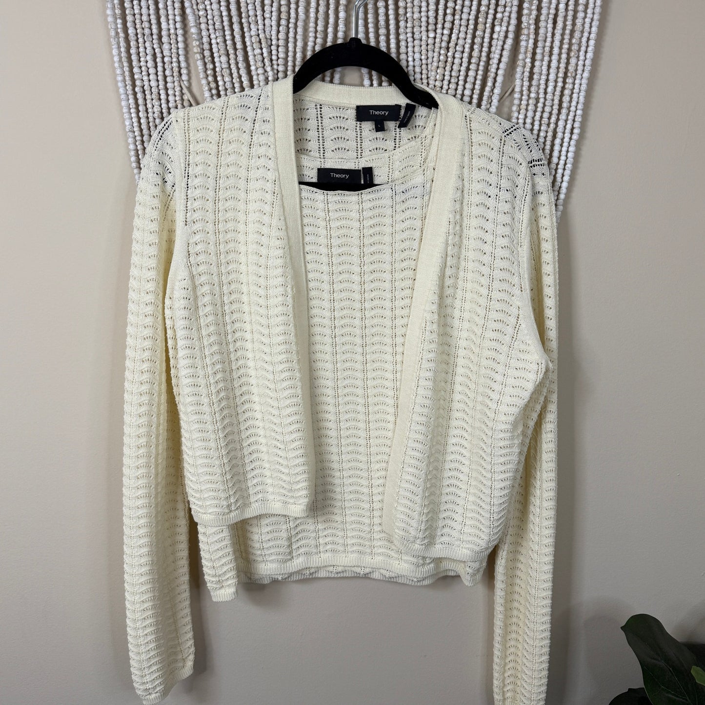 Theory 2 Piece Cardigan And Top Knit Set L