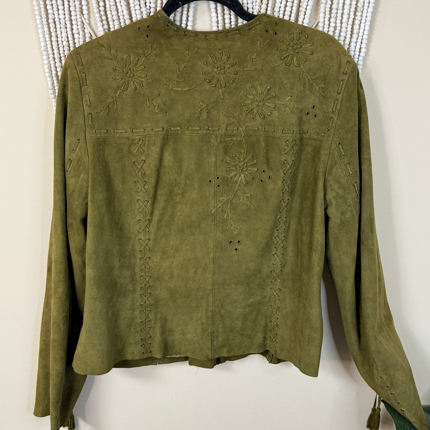 Double D Ranch Green Genuine Suede Floral Embroidered Jacket M