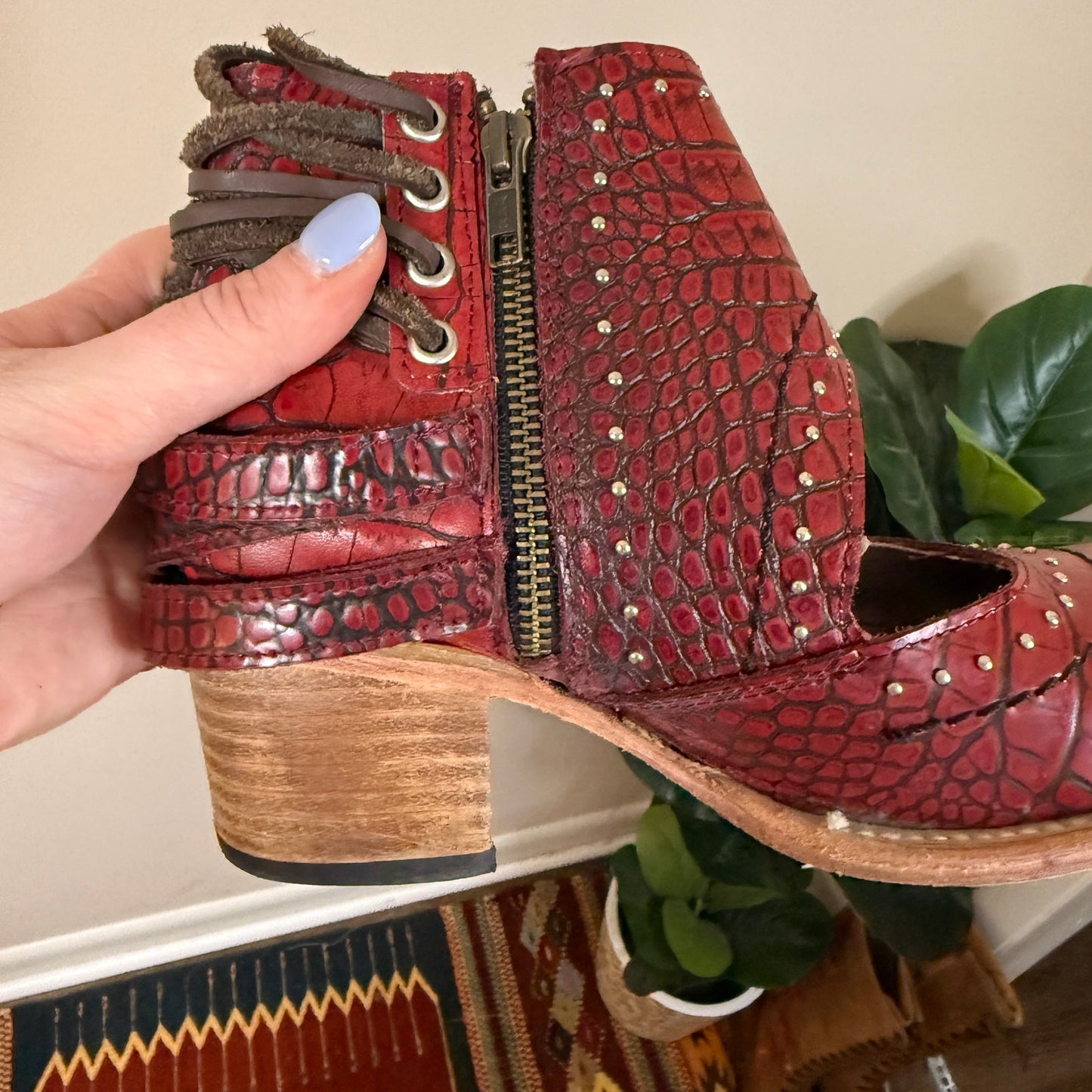 Freebird By Steven Red Leather Desert Bootie Size 7