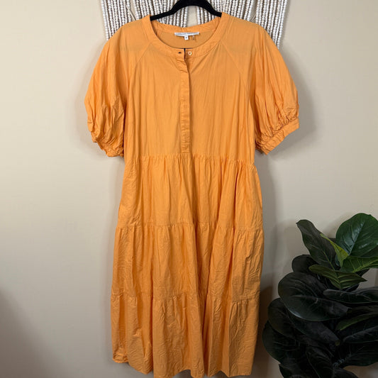 English Factory Orange Poplin Tiered Midi Dress 1X