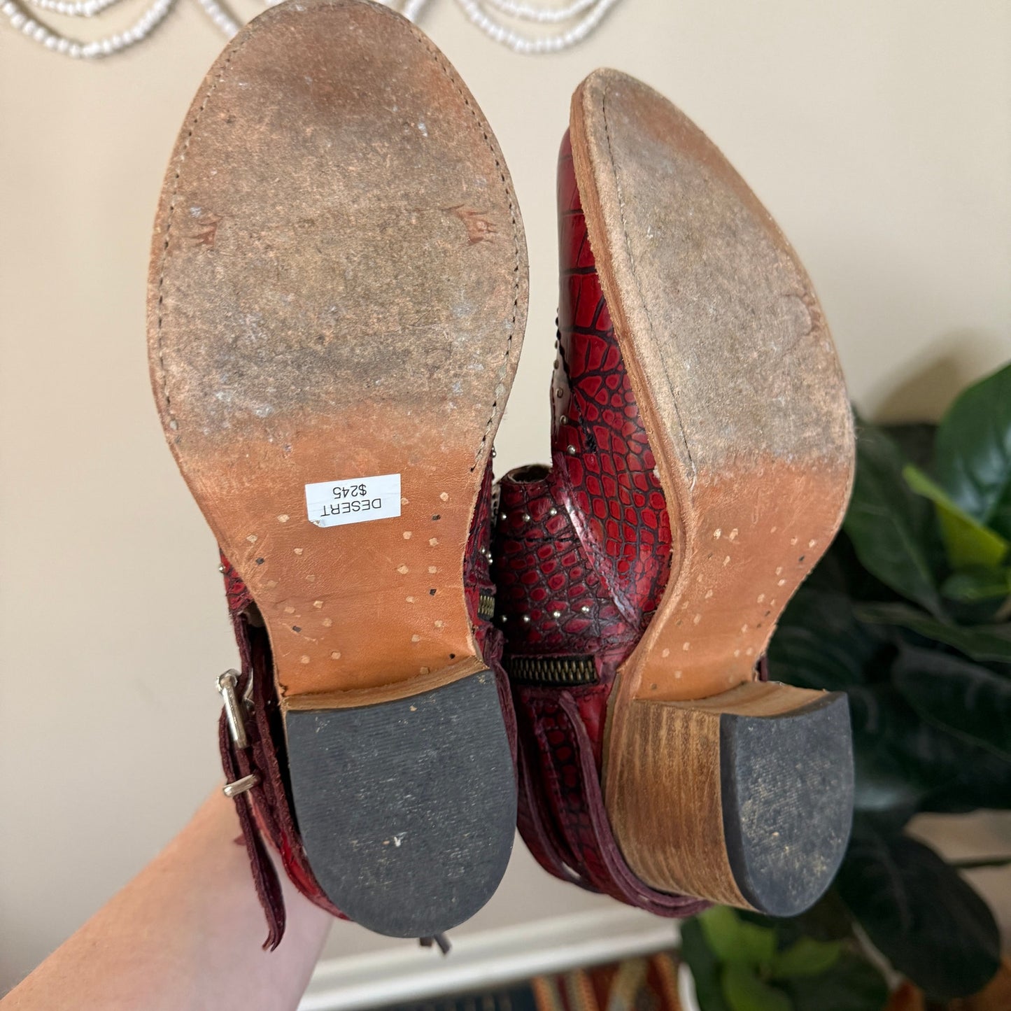 Freebird By Steven Red Leather Desert Bootie Size 7