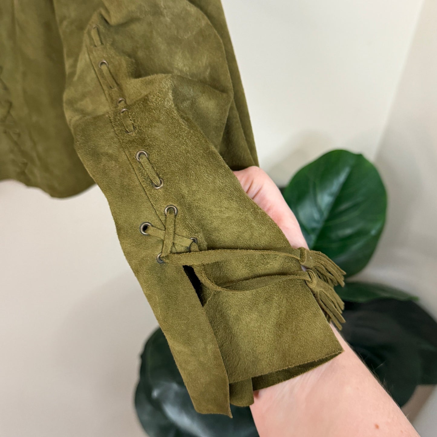 Double D Ranch Green Genuine Suede Floral Embroidered Jacket M