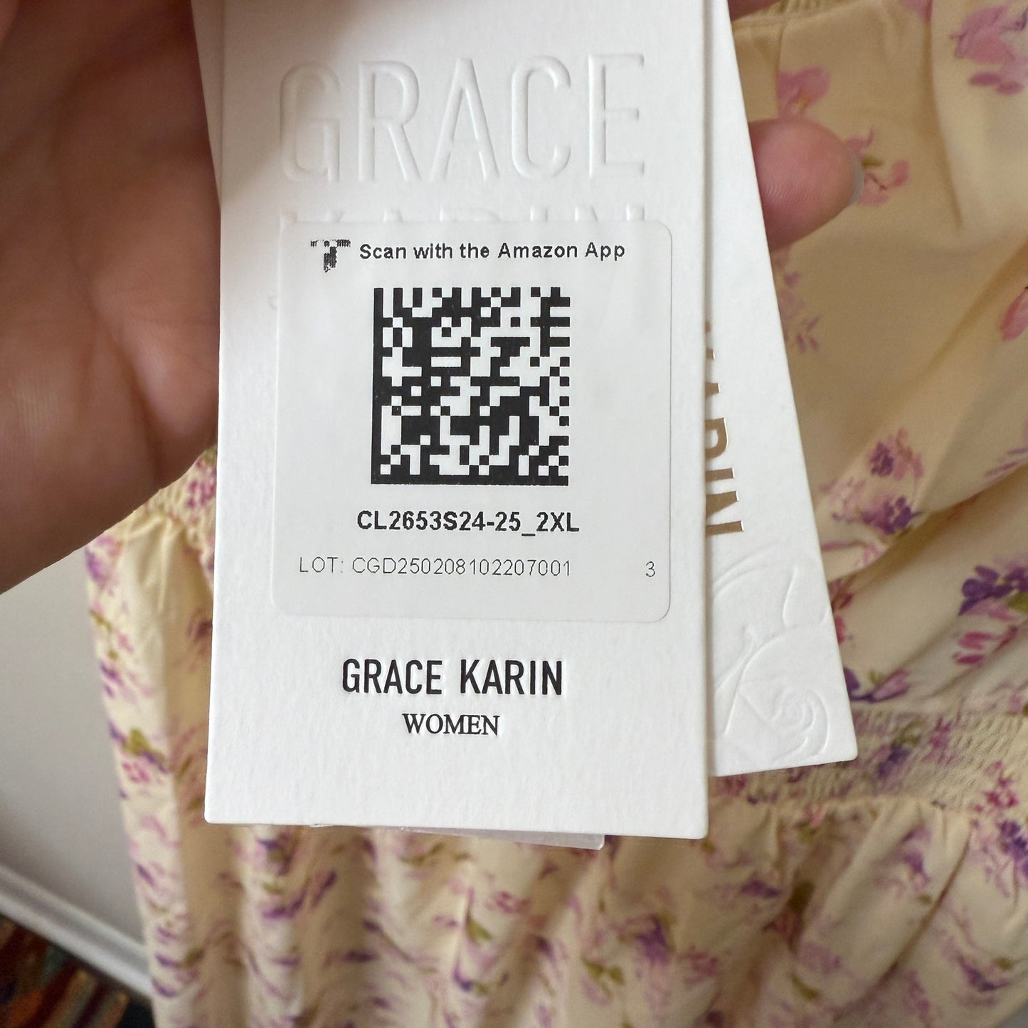 Grace Karin NWT Cream And Pink Midi Dress 2XL