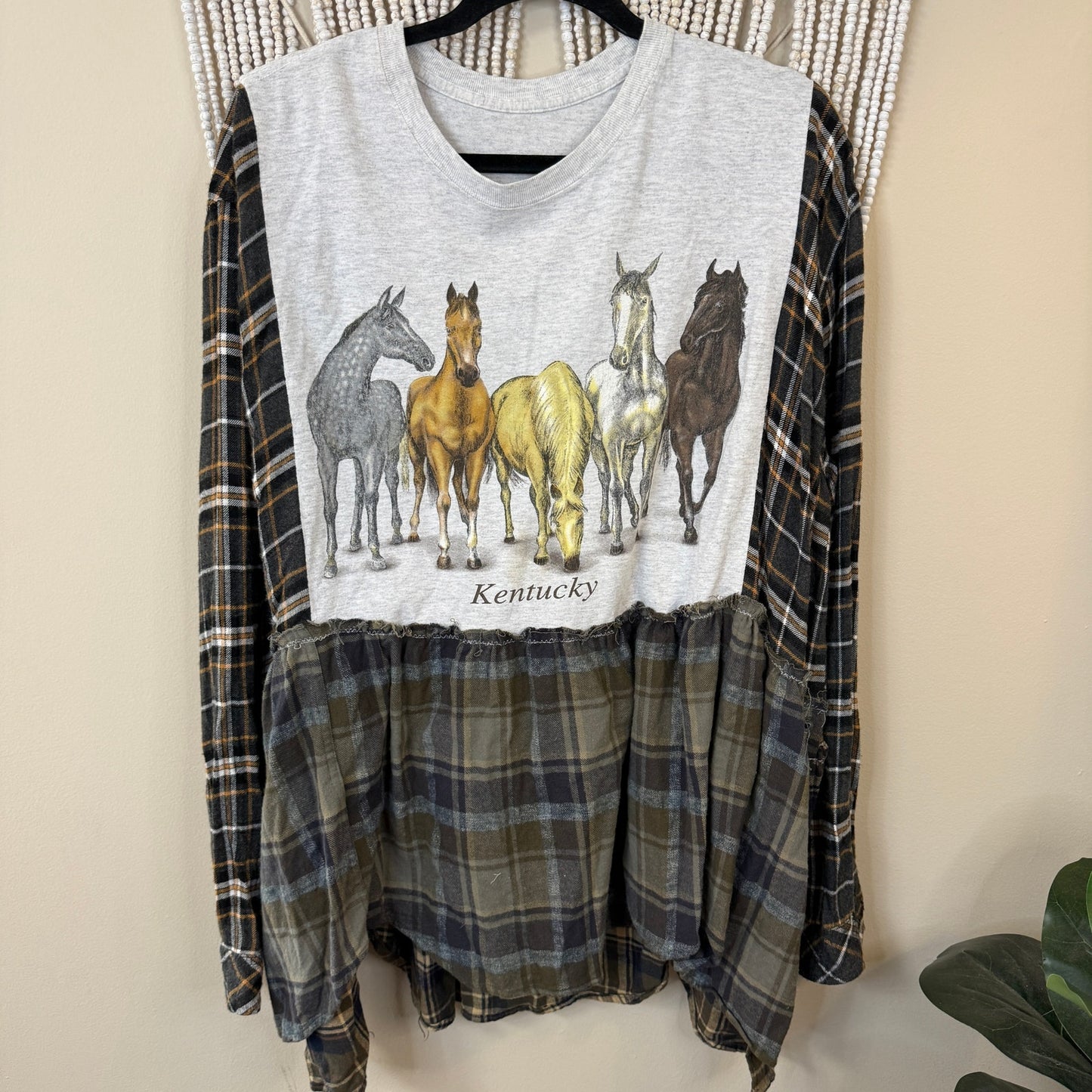 Upcycled “Got Them Horses in the Back” Babydoll Tunic S-XL