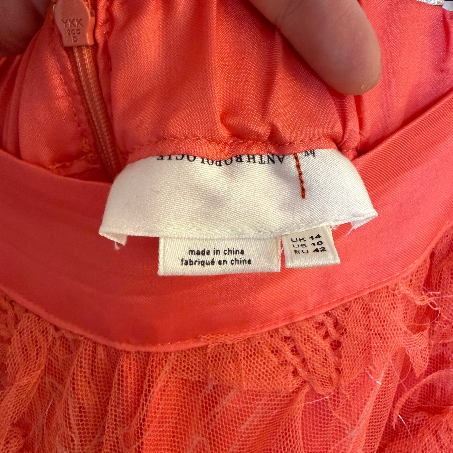 By Anthropologie Cynthia Coral Textured A-Line Midi Skirt 10