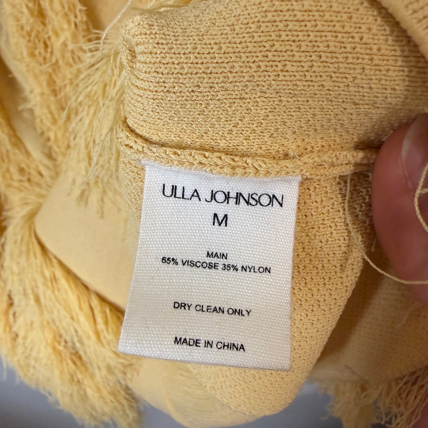 Ulla Johnson Yellow Bonnie Fringe Knit Blouse M