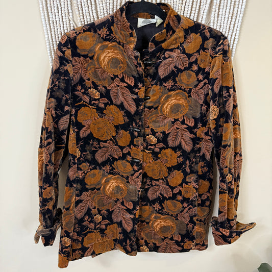 Vintage Velvet Fall Floral Jacket S