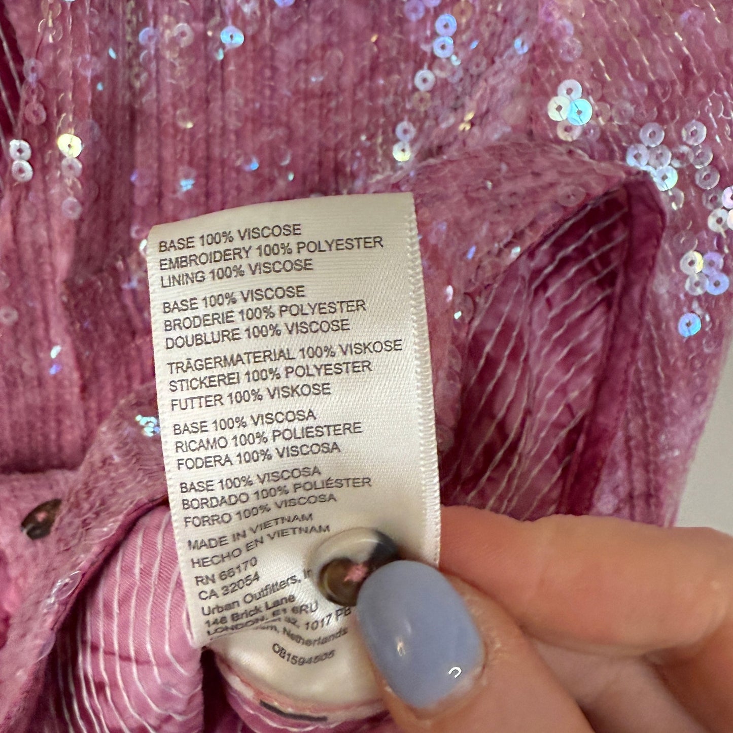 Pilcro Anthropologie Sequin Pink Button Down Blouse S $148 retail