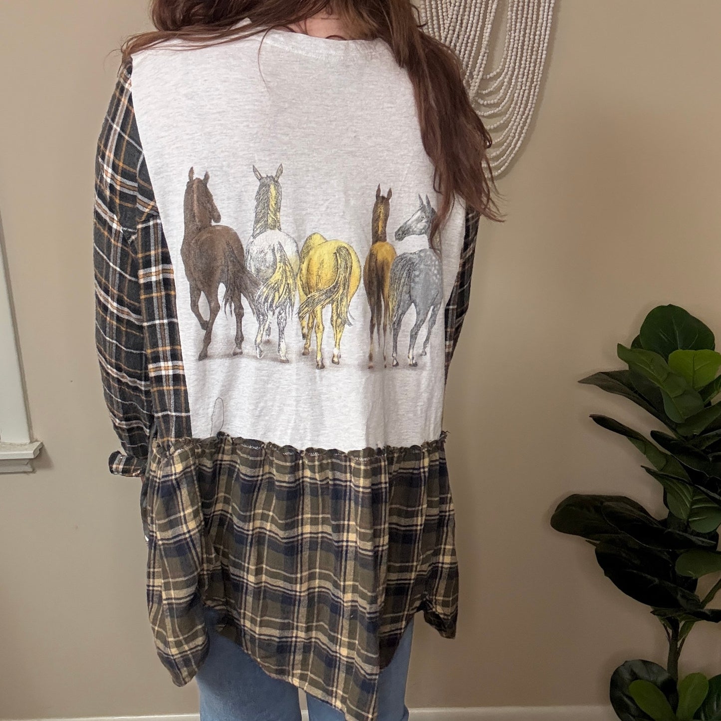 Upcycled “Got Them Horses in the Back” Babydoll Tunic S-XL