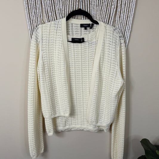 Theory 2 Piece Cardigan And Top Knit Set L