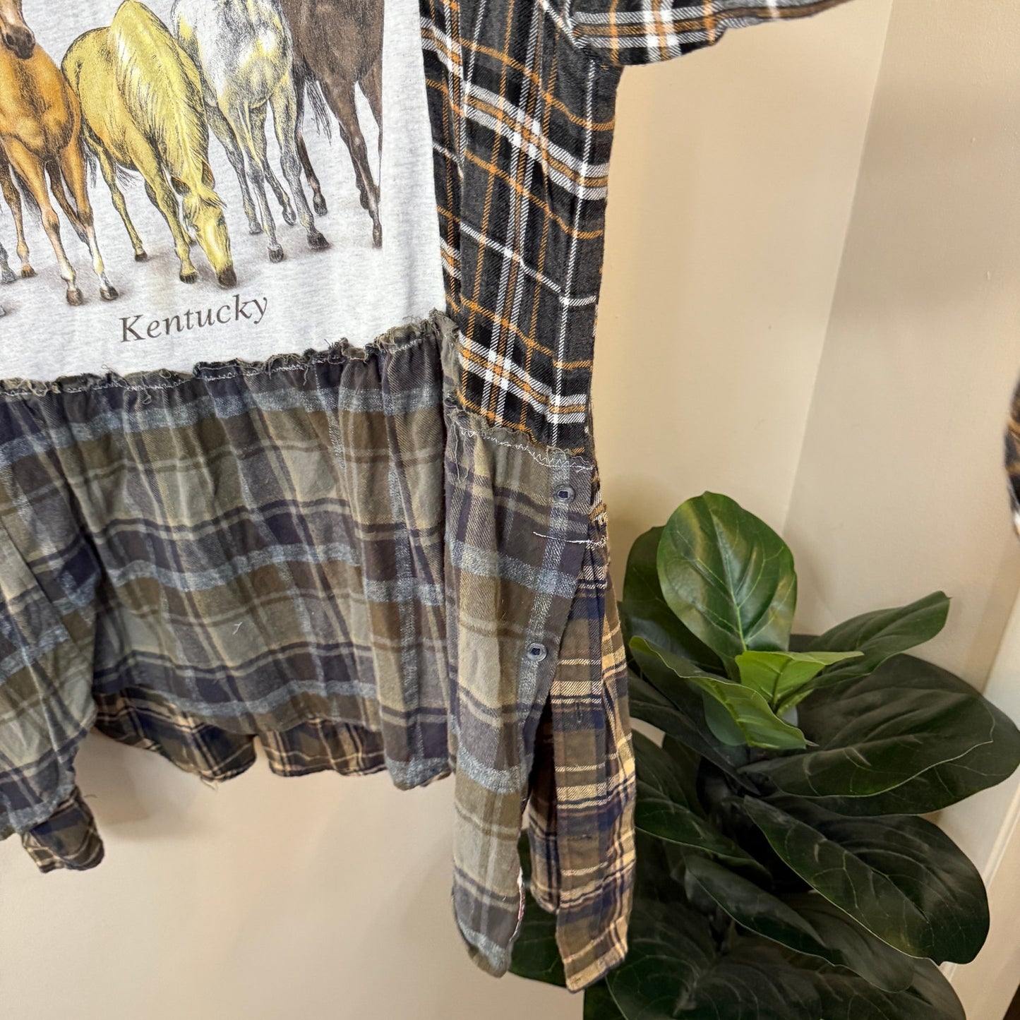 Upcycled “Got Them Horses in the Back” Babydoll Tunic S-XL